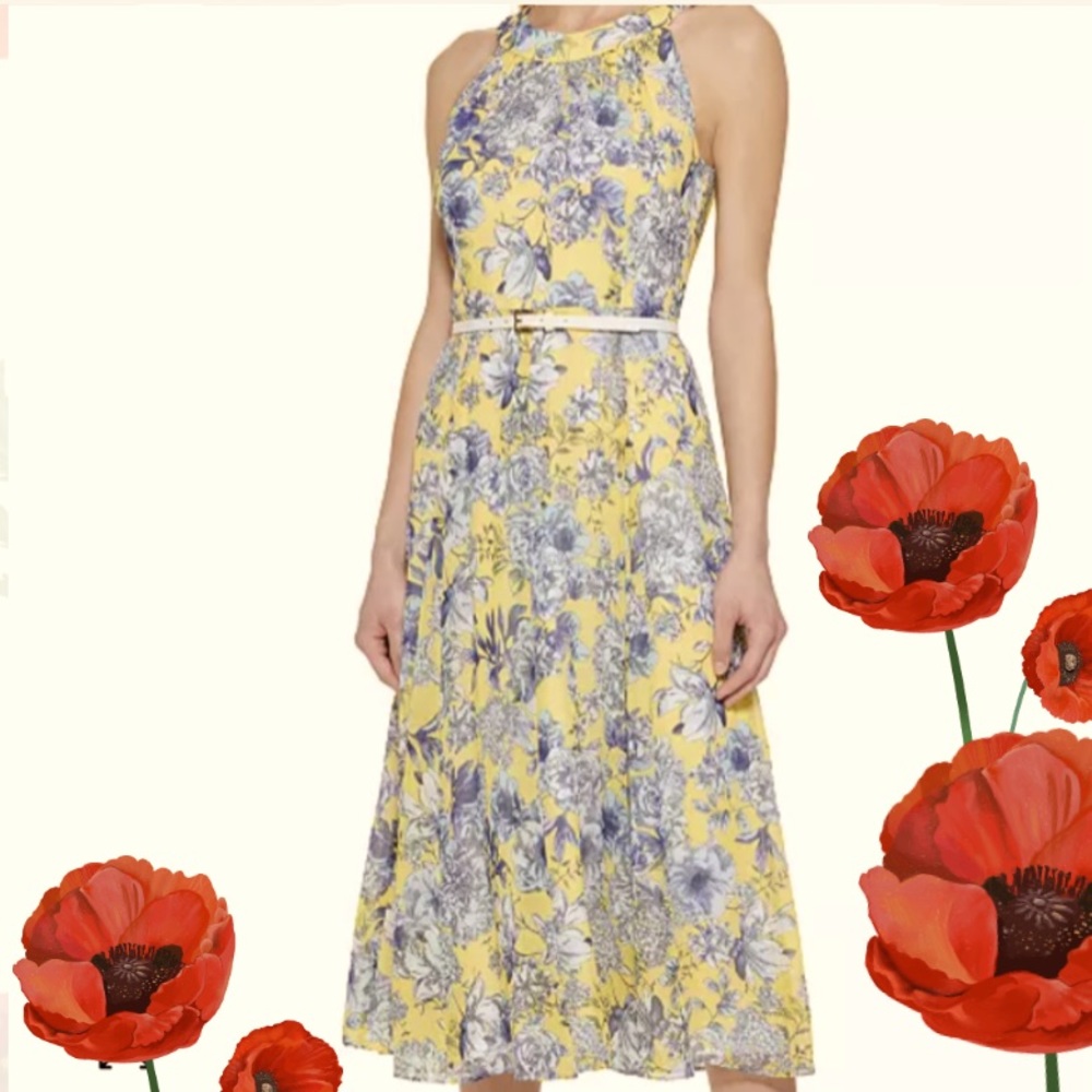 TOMMY HILFIGER
Floral-Print Halter Midi Dress.  NWT